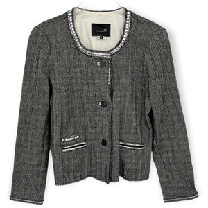 Isabel Marant Black Houndstooth Studded Hem Lines Blazer Jacket Size 2